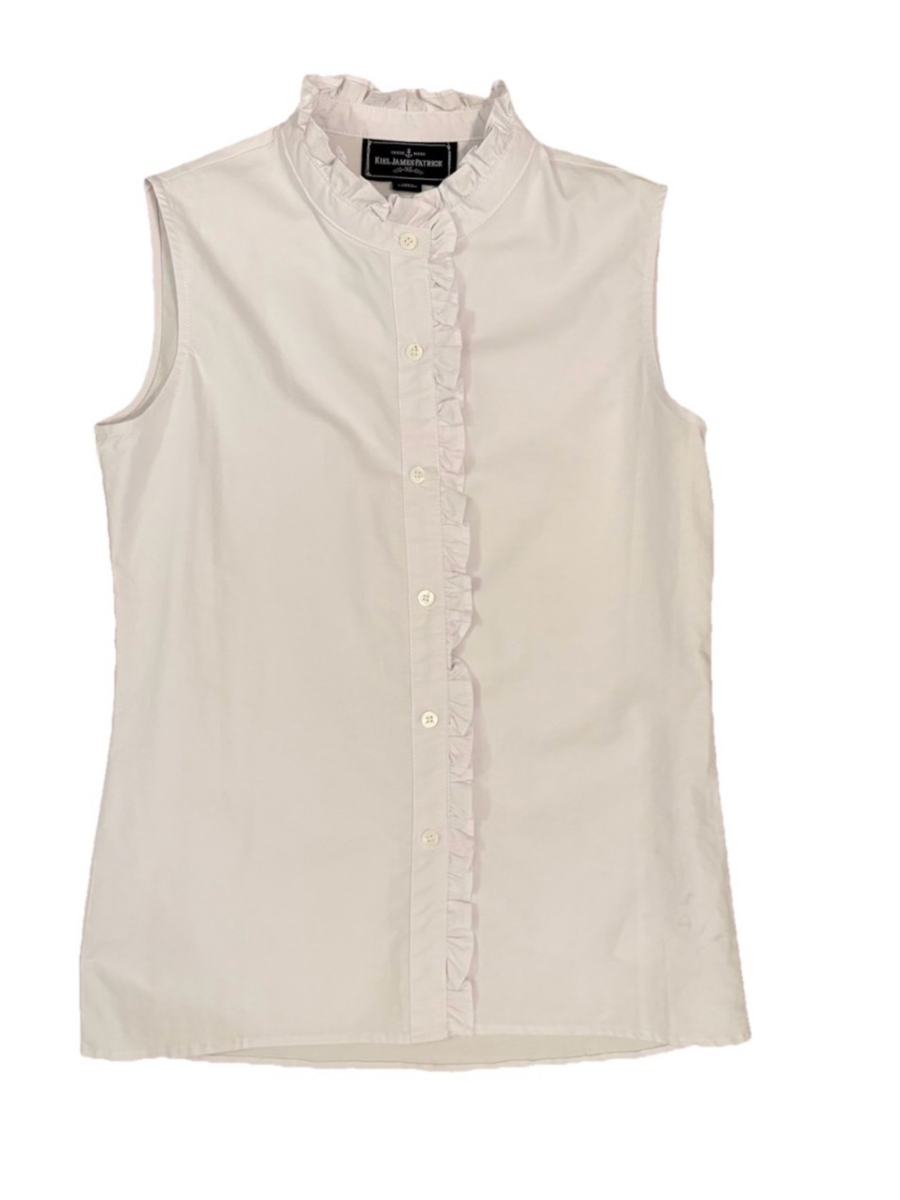 Kiel James Patrick White Ruffle Collar Sleeveless Button Up Tank Size XS